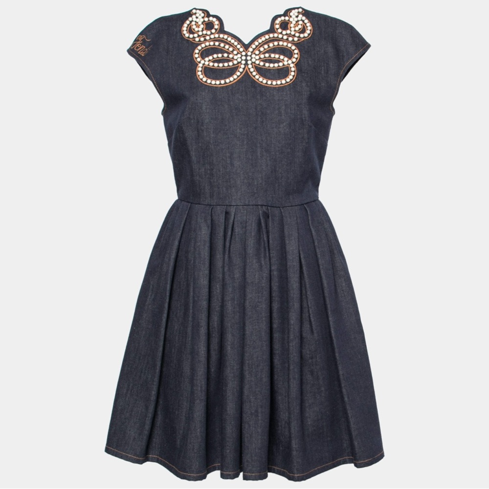 FENDI Denim sleeveless dress with embellishments - SZ Italy 42 US 4-6